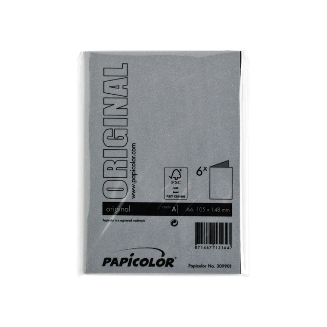 Correspondentiekaart Papicolor dubbel 105x148mm ravenzwart pak à 6 stuks