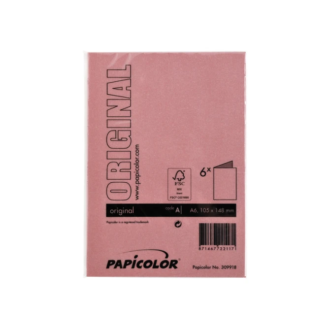 Correspondentiekaart Papicolor dubbel 105x148mm rood pak à 6 stuks