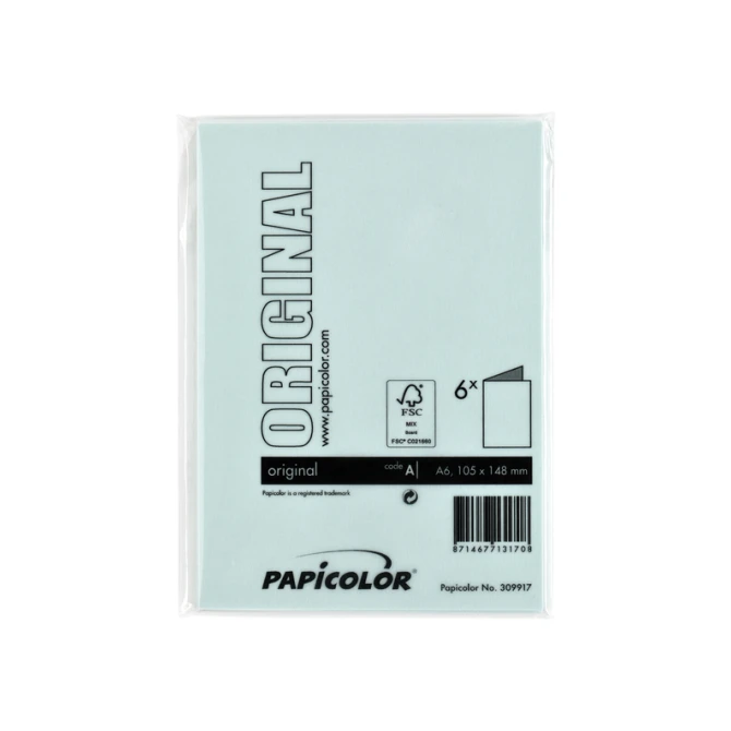 Correspondentiekaart Papicolor dubbel 105x148mm zeegroen pak à 6 stuks