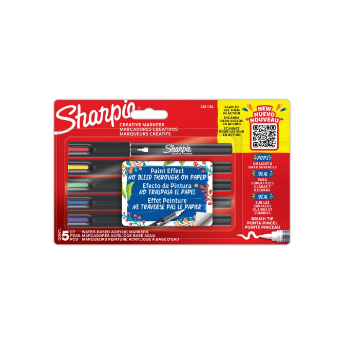Creatieve marker Sharpie brushpunt assorti blister à 5 stuks