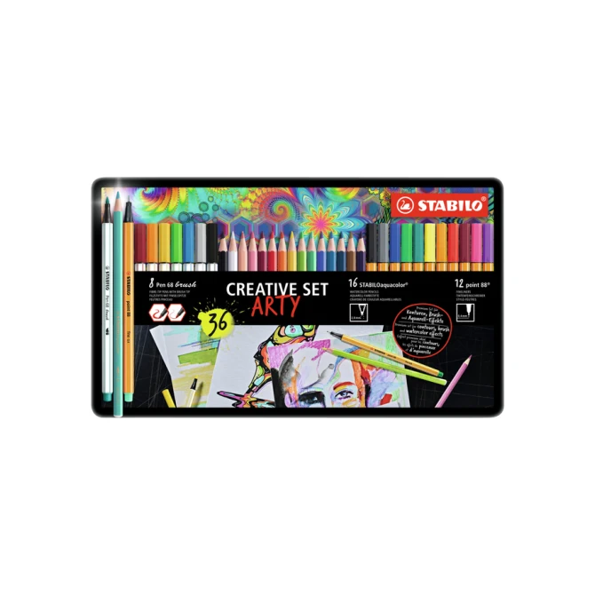 Creative set STABILO 87/3193 Arty assorti metalen etui à 36 stuks