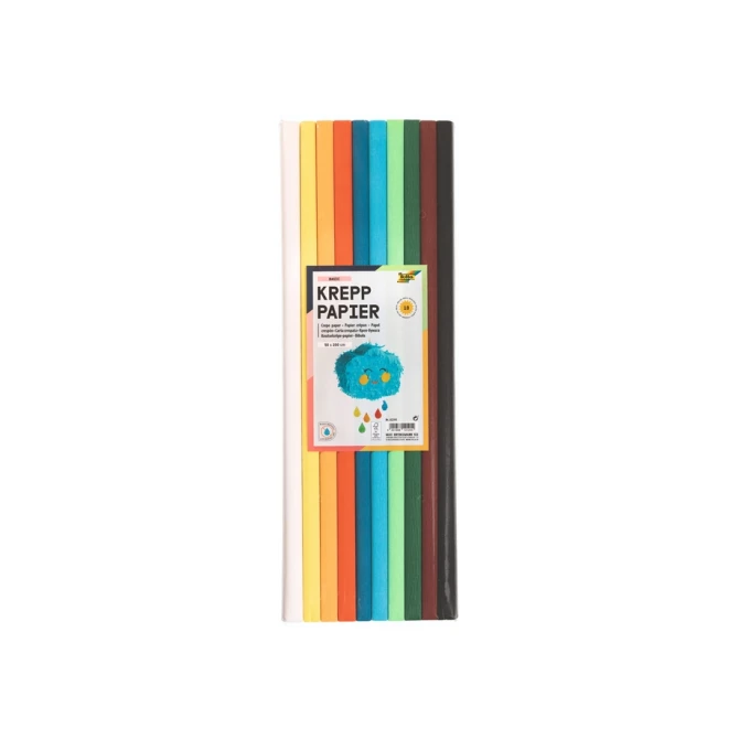Crêpepapier Folia 50x200cm 10 rollen basiskleuren