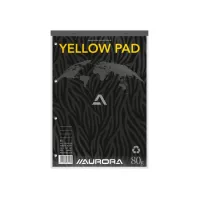 Cursusblok Aurora A4 lijn 4-gaats 160 pagina's 80gr geel