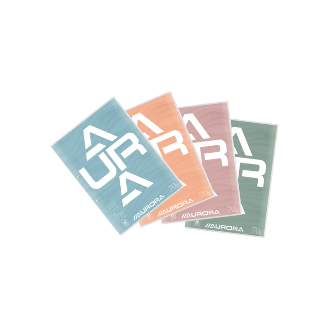 Cursusblok Aurora A4 ruit 4x8mm 2-gaats 200 pagina's 70gr