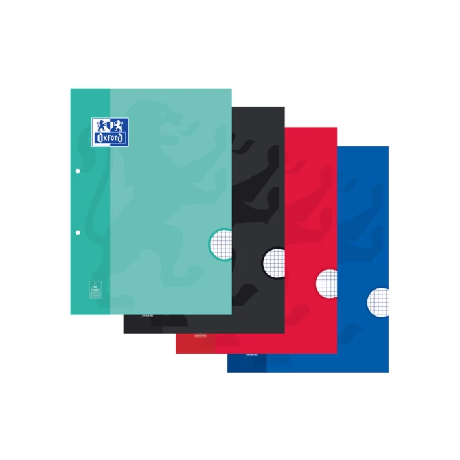 Cursusblok Oxford School A4 ruit 5x5mm 2-gaats 200 pagina's 80gr assorti