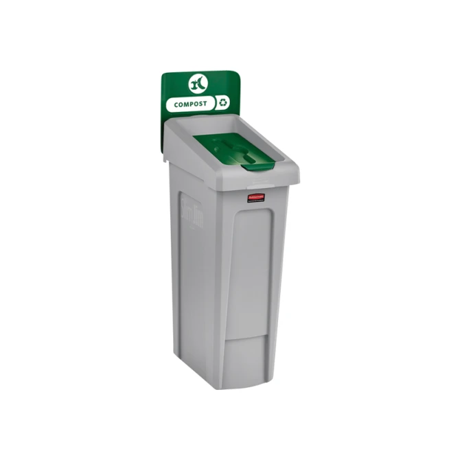 Deksel Rubbermaid Slim Jim Recyclestation gesloten groen