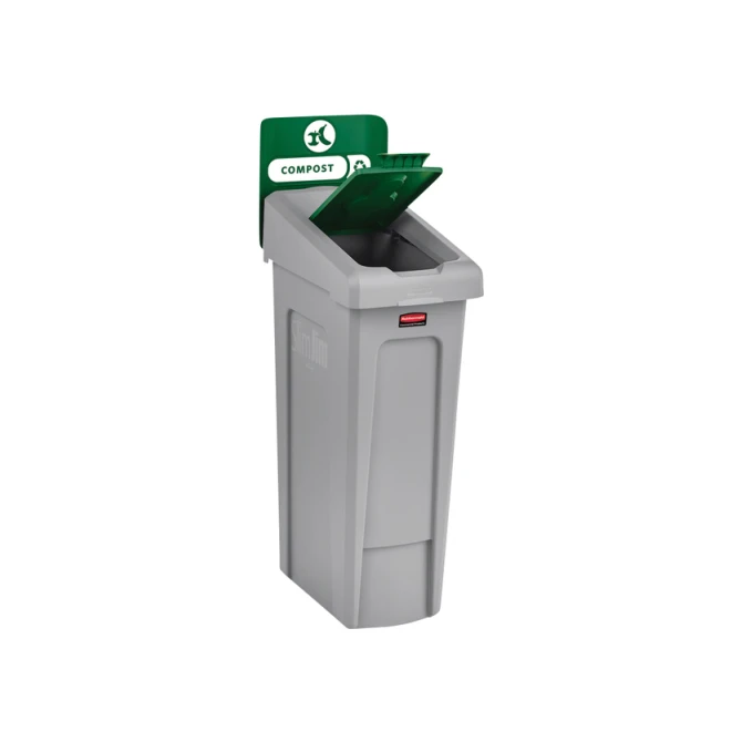 Deksel Rubbermaid Slim Jim Recyclestation gesloten groen