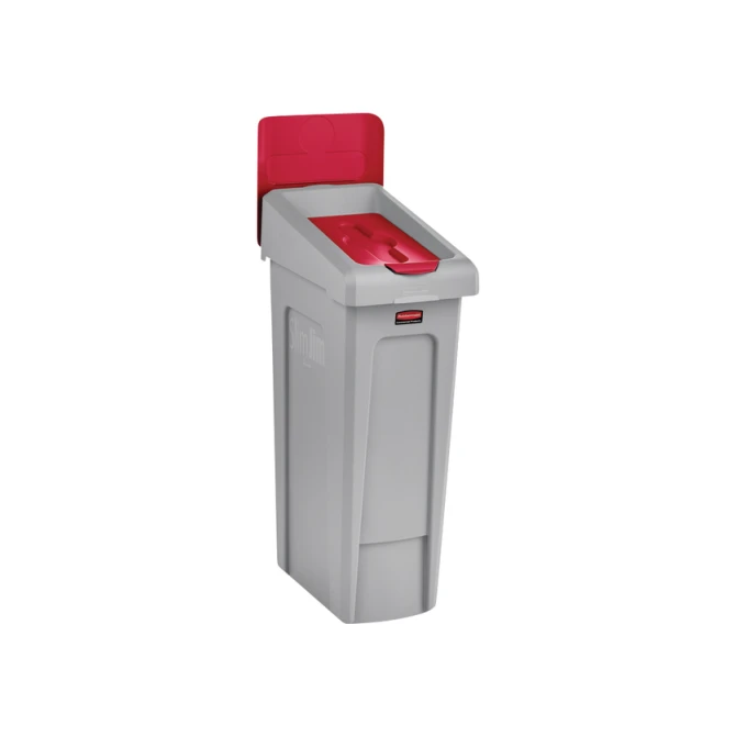 Deksel Rubbermaid Slim Jim Recyclestation gesloten rood