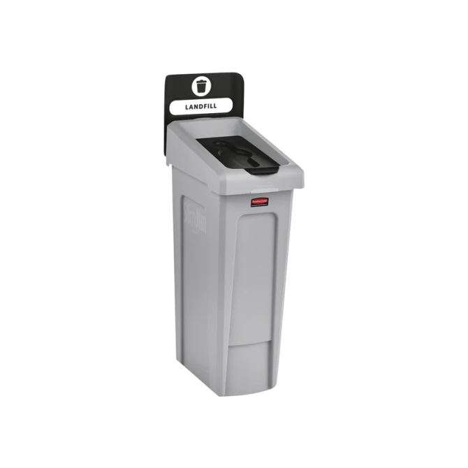 Deksel Rubbermaid Slim Jim Recyclestation gesloten zwart