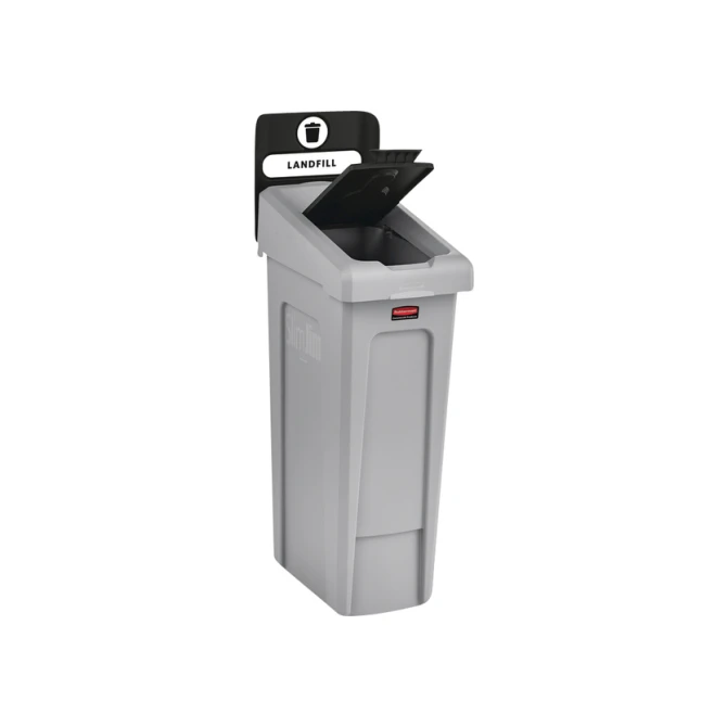 Deksel Rubbermaid Slim Jim Recyclestation gesloten zwart
