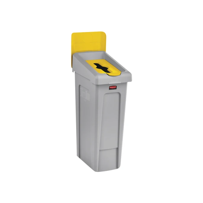 Deksel Rubbermaid Slim Jim Recyclestation inwerpopening voor gemengde recycling geel