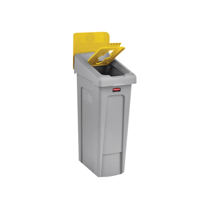 Deksel Rubbermaid Slim Jim Recyclestation inwerpopening voor gemengde recycling geel