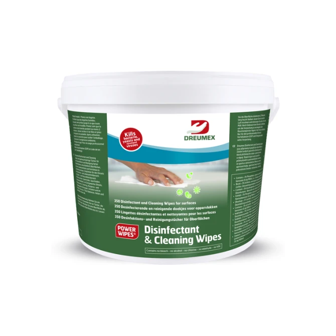 Desinfectiedoekjes Dreumex Disinfectant & Cleaning emmer 350 stuks wit