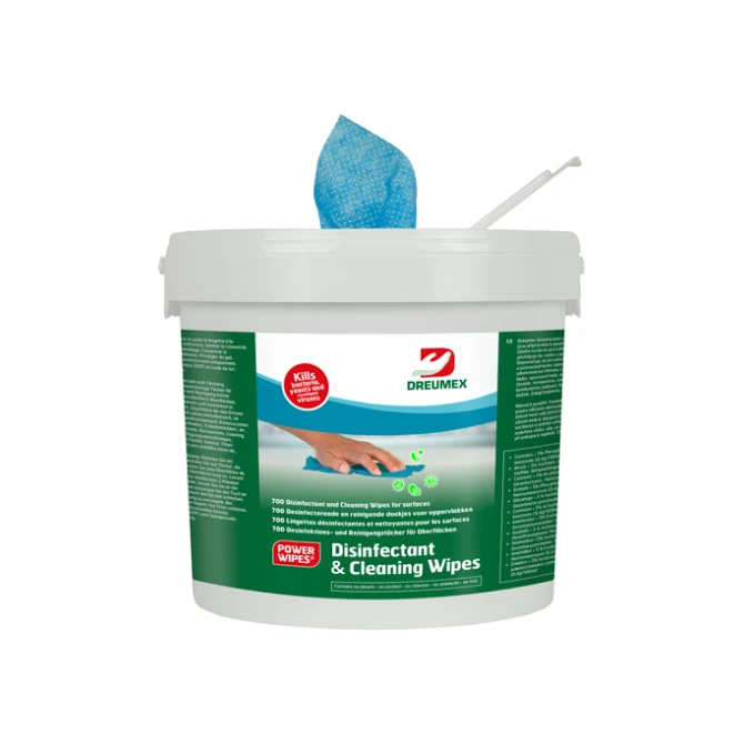 Desinfectiedoekjes Dreumex Disinfectant & Cleaning emmer 700 stuks blauw