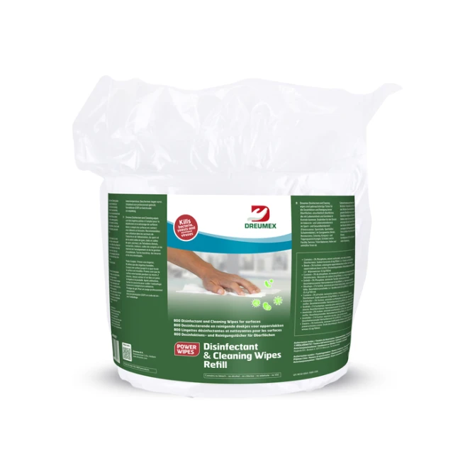 Desinfectiedoekjes Dreumex Disinfectant & Cleaning navulling 800 stuks wit
