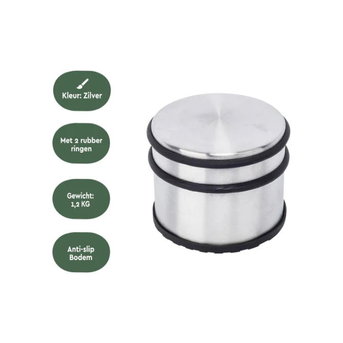 Deurstopper BRASQ met rubberen ringen rvs