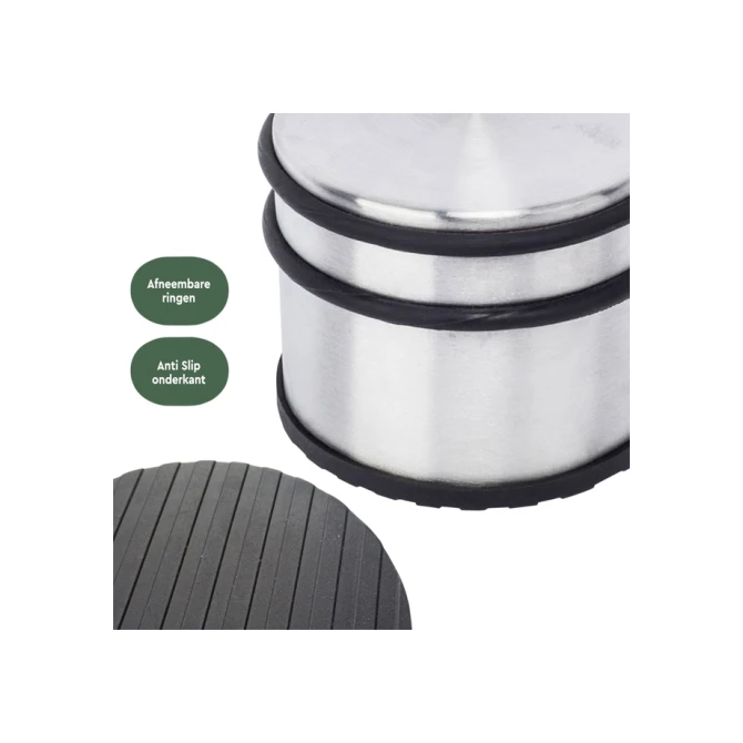 Deurstopper BRASQ met rubberen ringen rvs