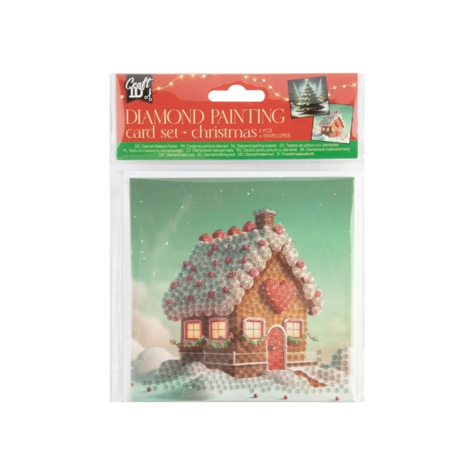 Diamondpaintingkaarten Craft ID Kerst 13x13cm 2 stuks assorti