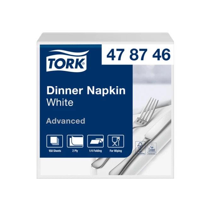 Dinerservet Tork Advanced 1/4 vouw 2-laags 395x390mm 150 vel wit 478746