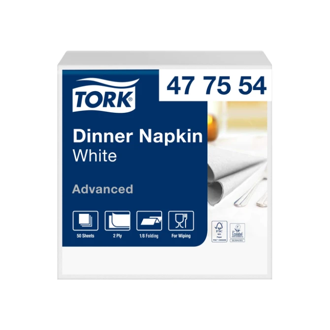 Dinerservet Tork Advanced 1/8 vouw 2-laags 395x390mm 150 vel wit 477554