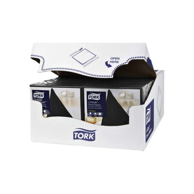 Dinerservet Tork Linstyle Premium 1/4 vouw 1-laags 390x390mm 50 vel zwart 478726