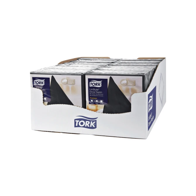 Dinerservet Tork Linstyle Premium 1/4 vouw 1-laags 390x390mm 50 vel zwart 478726
