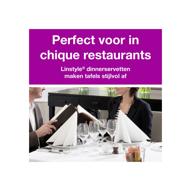 Dinerservet Tork Linstyle Premium 1/8 vouw 1-laags 390x390mm 50 vel wit 478145