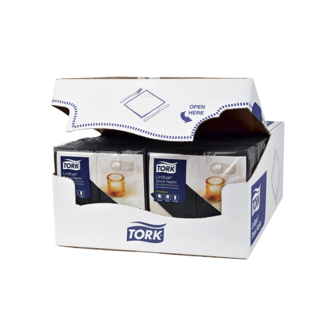 Dinerservet Tork Linstyle Premium 1/8 vouw 1-laags 390x390mm 50 vel zwart 478151