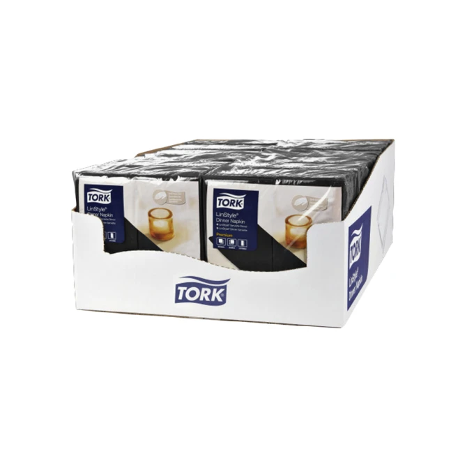 Dinerservet Tork Linstyle Premium 1/8 vouw 1-laags 390x390mm 50 vel zwart 478151