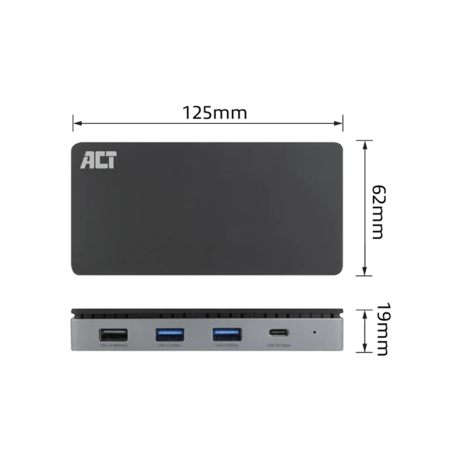 Dockingstation ACT USB-C 4K MST voor 2 HDMI monitoren