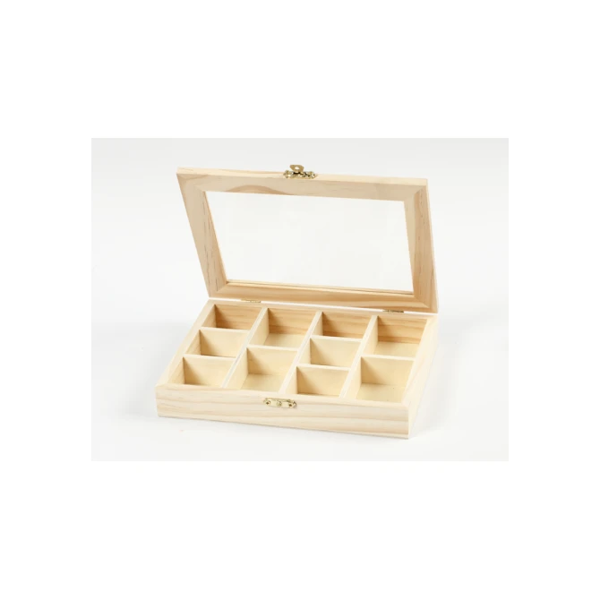 Doos Creativ Company 15.5x20.5x3.5cm hout met glazen deksel