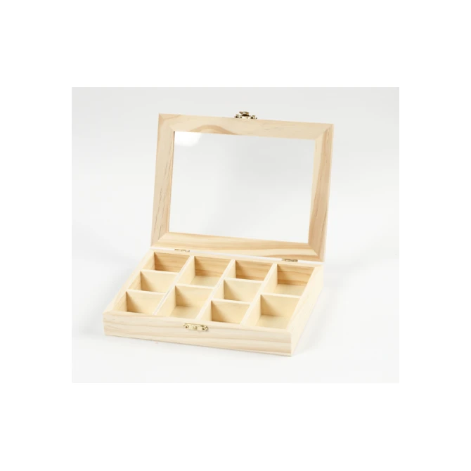 Doos Creativ Company 15.5x20.5x3.5cm hout met glazen deksel