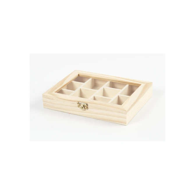 Doos Creativ Company 15.5x20.5x3.5cm hout met glazen deksel