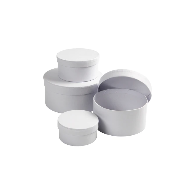Doos Creativ Company rond 4 stuks Ø 8, 10, 12, 14cm, hoogte 4, 5, 6, 7cm wit
