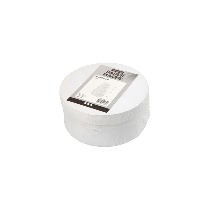 Doos Creativ Company rond 4 stuks Ø 8, 10, 12, 14cm, hoogte 4, 5, 6, 7cm wit