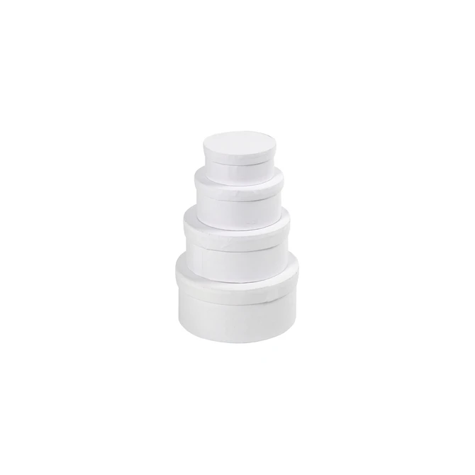 Doos Creativ Company rond 4 stuks Ø 8, 10, 12, 14cm, hoogte 4, 5, 6, 7cm wit