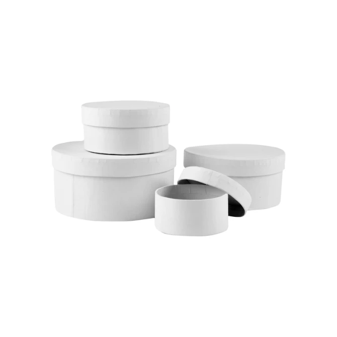 Doos Creativ Company rond 4 stuks Ø 8, 10, 12, 14cm, hoogte 4, 5, 6, 7cm wit
