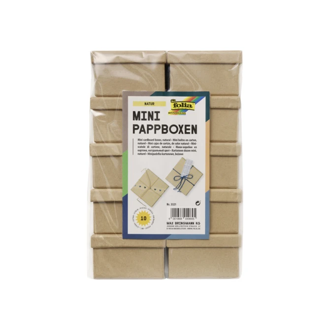 Doos karton Folia mini 7,5x7,5x4,5cm 10 stuks kraft