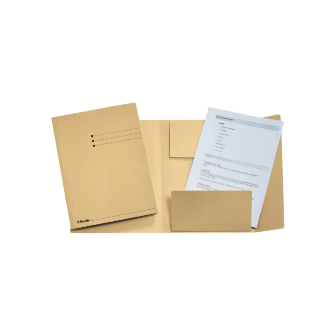 Dossiermap Esselte A4 3 kleppen manilla 275gr beige
