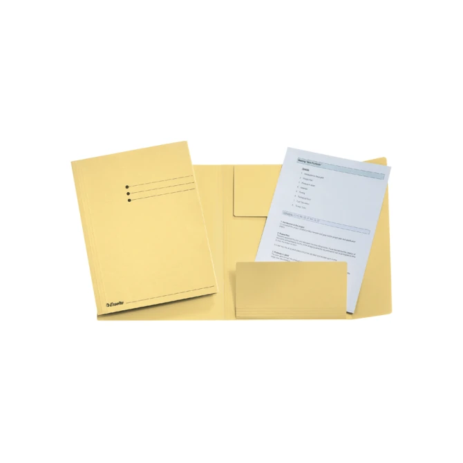 Dossiermap Esselte A4 3 kleppen manilla 275gr geel