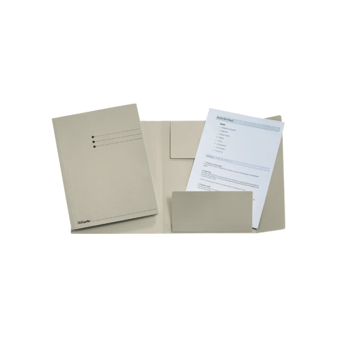 Dossiermap Esselte A4 3 kleppen manilla 275gr grijs