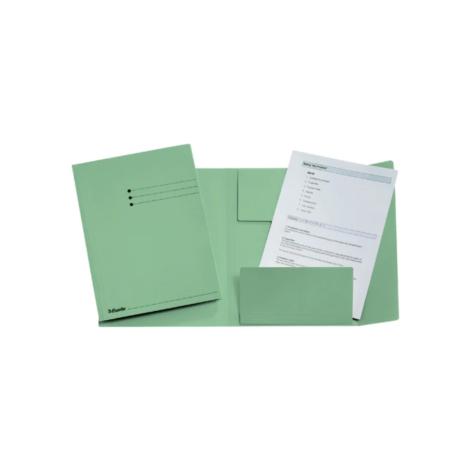 Dossiermap Esselte A4 3 kleppen manilla 275gr groen