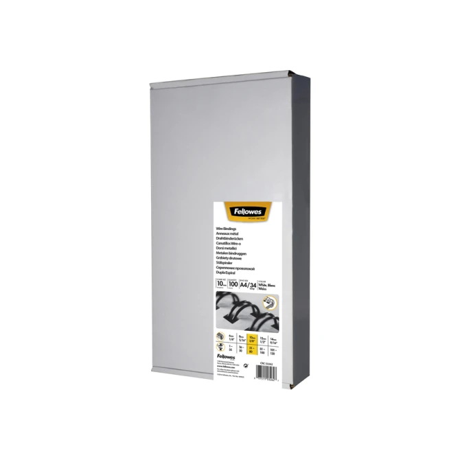 Draadrug Fellowes 10mm 34-rings A4 zilver 100 stuks