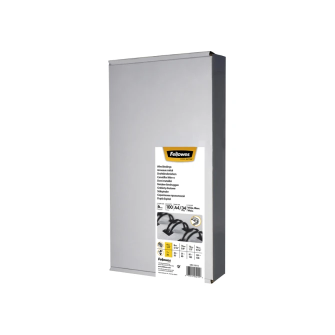 Draadrug Fellowes 6mm 34-rings A4 zilver 100 stuks
