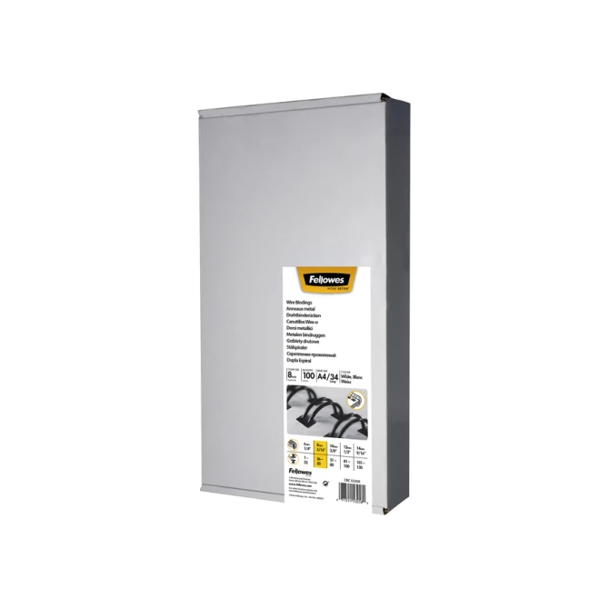 Draadrug Fellowes 8mm 34-rings A4 wit 100 stuks