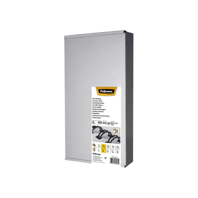 Draadrug Fellowes 8mm 34-rings A4 zwart 100 stuks