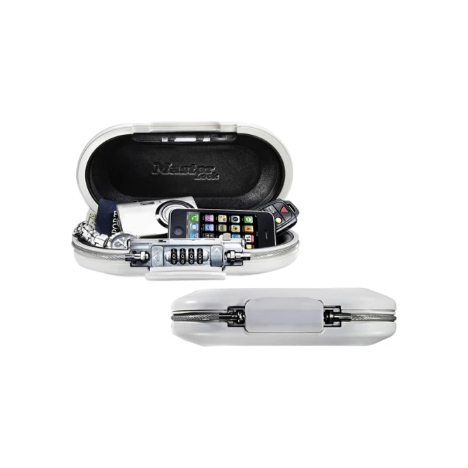 Draagbare kluis MasterLock Safe space met combinatieslot en kabel wit