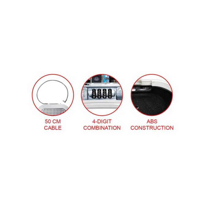 Draagbare kluis MasterLock Safe space met combinatieslot en kabel wit