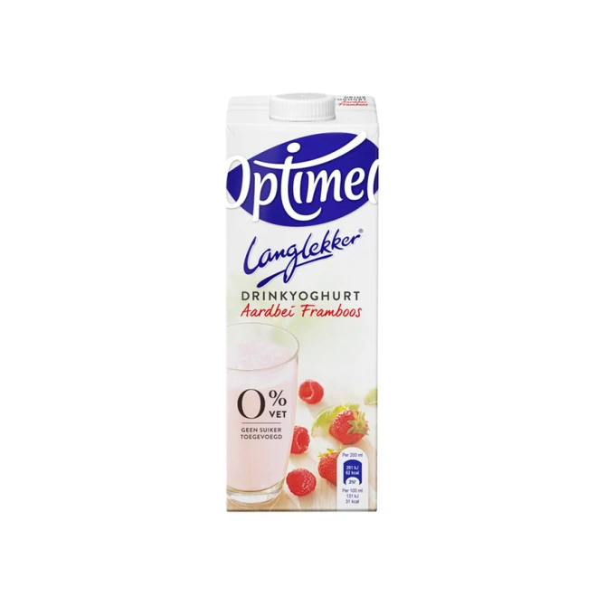 Drinkyoghurt Optimel Langlekker aardbei framboos 1liter