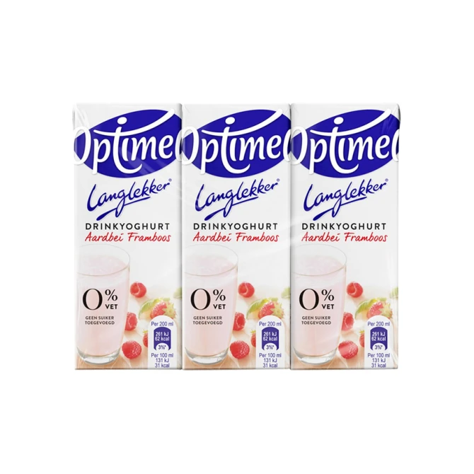 Drinkyoghurt Optimel Langlekker aardbei framboos 20cl